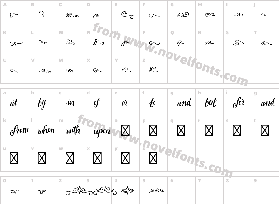 Capriccio Extras RegularCharacter Map