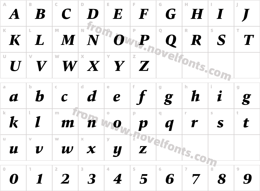 Carat Extra Bold ItalicCharacter Map