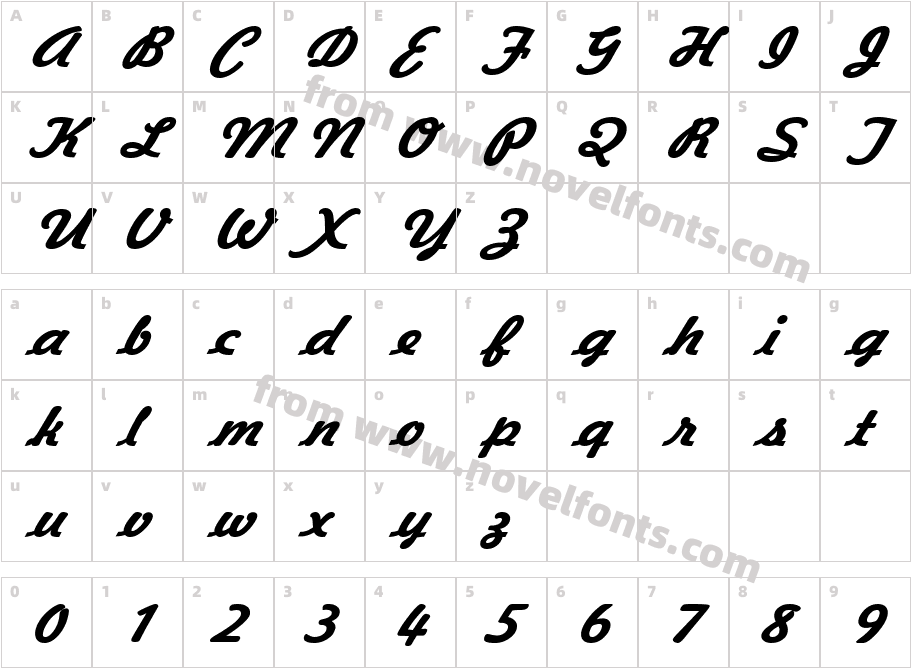 Jott 43 Wide BoldItalicCharacter Map