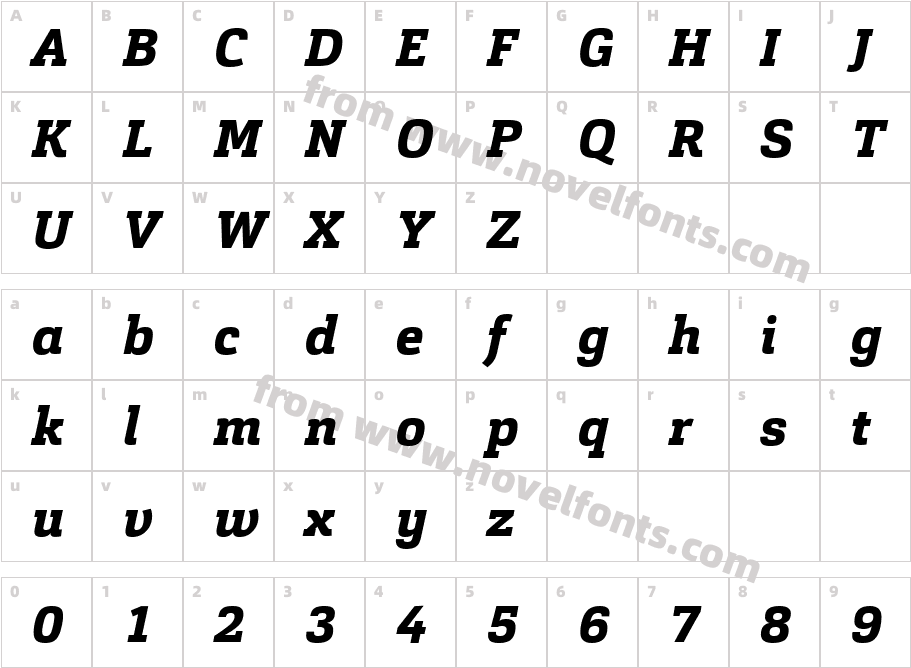 Cargan Extra Bold ItCharacter Map