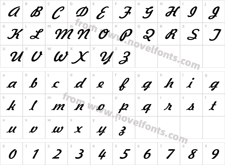 Jott 43 Wide ItalicCharacter Map