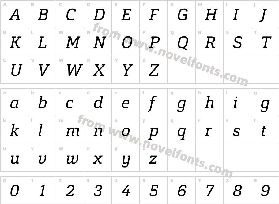 Cargan ItalicCharacter Map