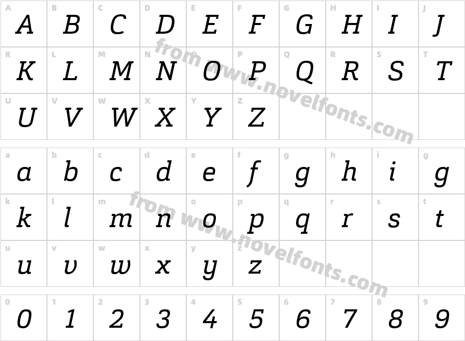 Cargan ItalicCharacter Map