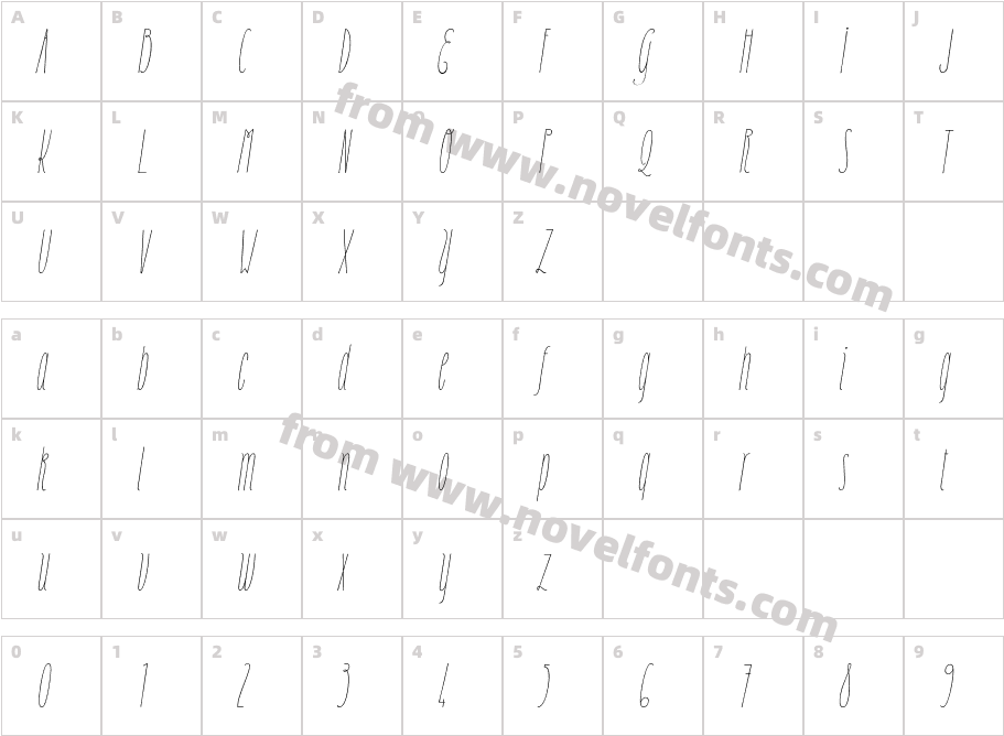 Carlino ItalicCharacter Map