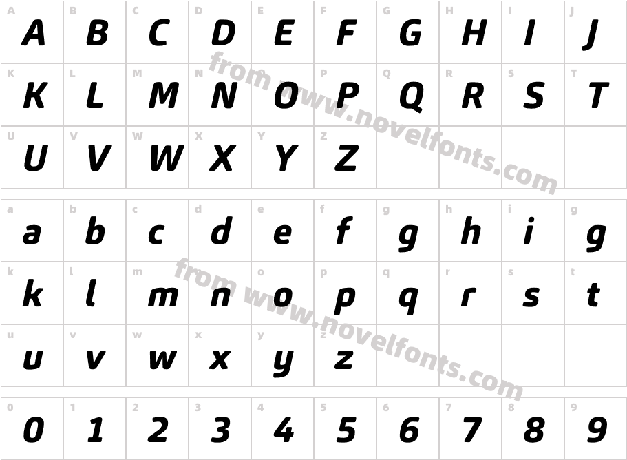 Carnas Extra Bold ItCharacter Map