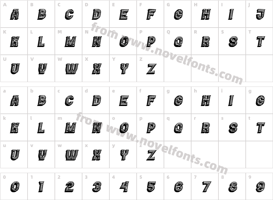 Casino 3D Filled Marquee ItalicCharacter Map