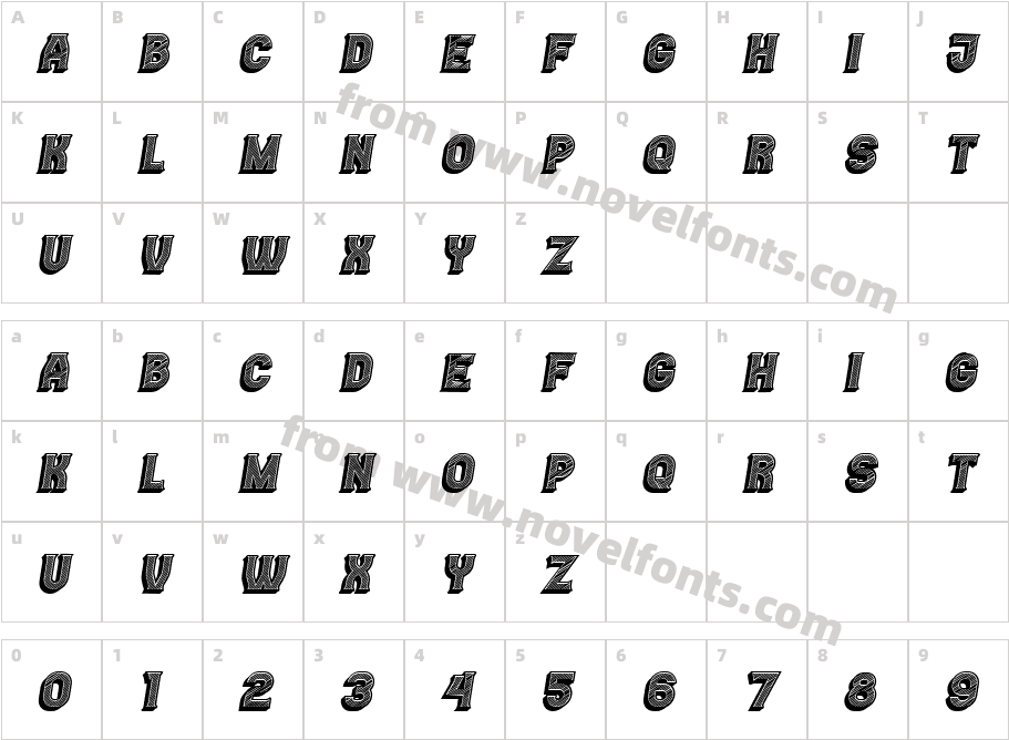 Casino 3D Lines ItalicCharacter Map