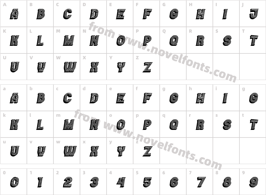 Casino 3D Lines Marquee ItalicCharacter Map