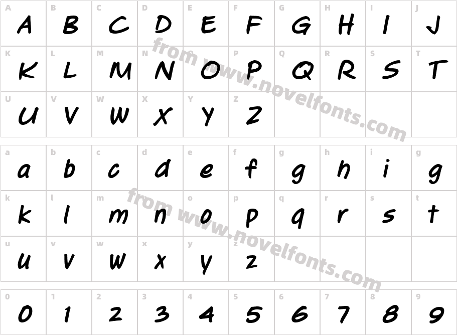 Jotting Bold ItalicCharacter Map