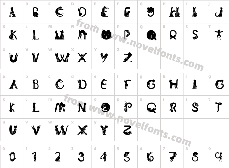 Cat FontCharacter Map