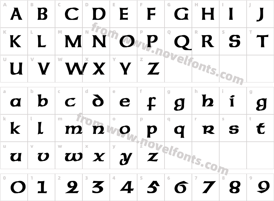 Celtic BoldCharacter Map