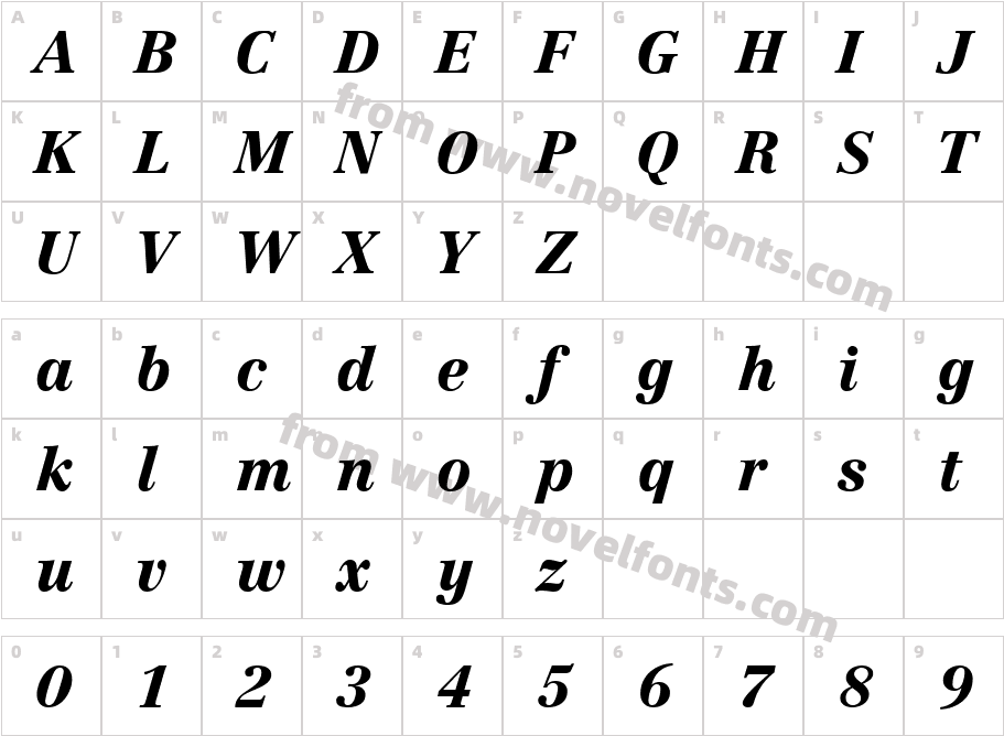 Century Reprise Black S Si Black ItalicCharacter Map