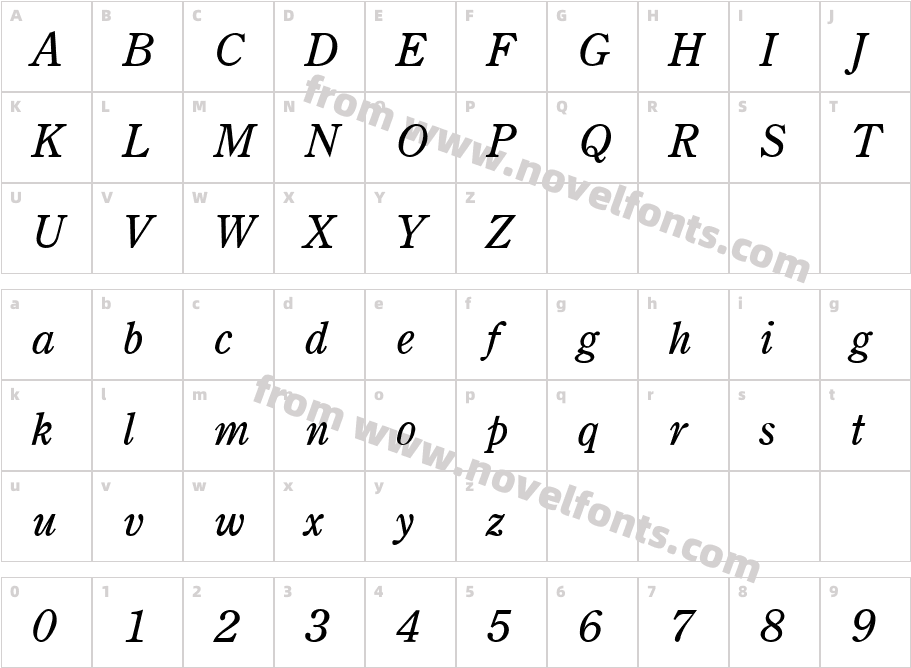 Century Retrospective Light S Si Light ItalicCharacter Map