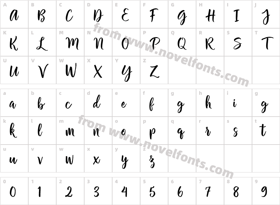 Chamelia ScriptCharacter Map
