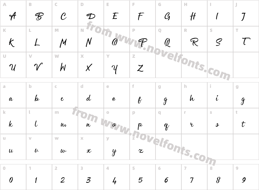 Channelley Script RegularCharacter Map