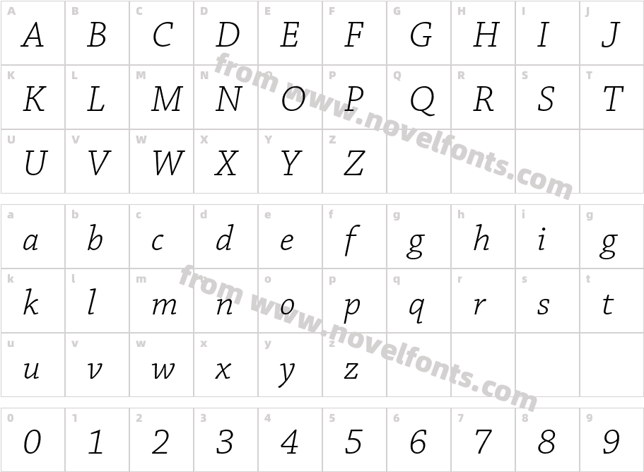 Chaparral Pro Light ItCharacter Map
