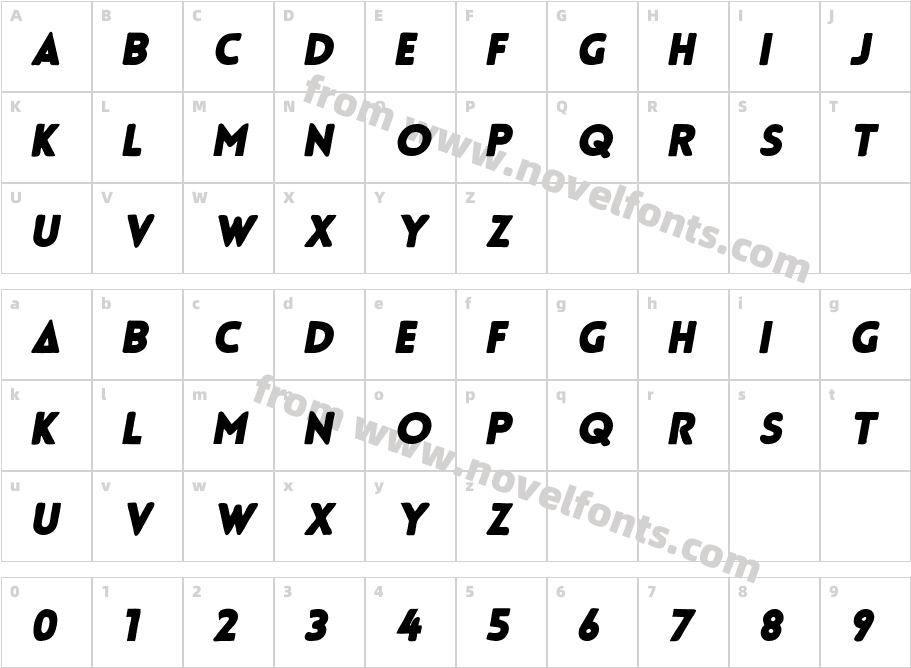 Charlie's Bold ItalicCharacter Map