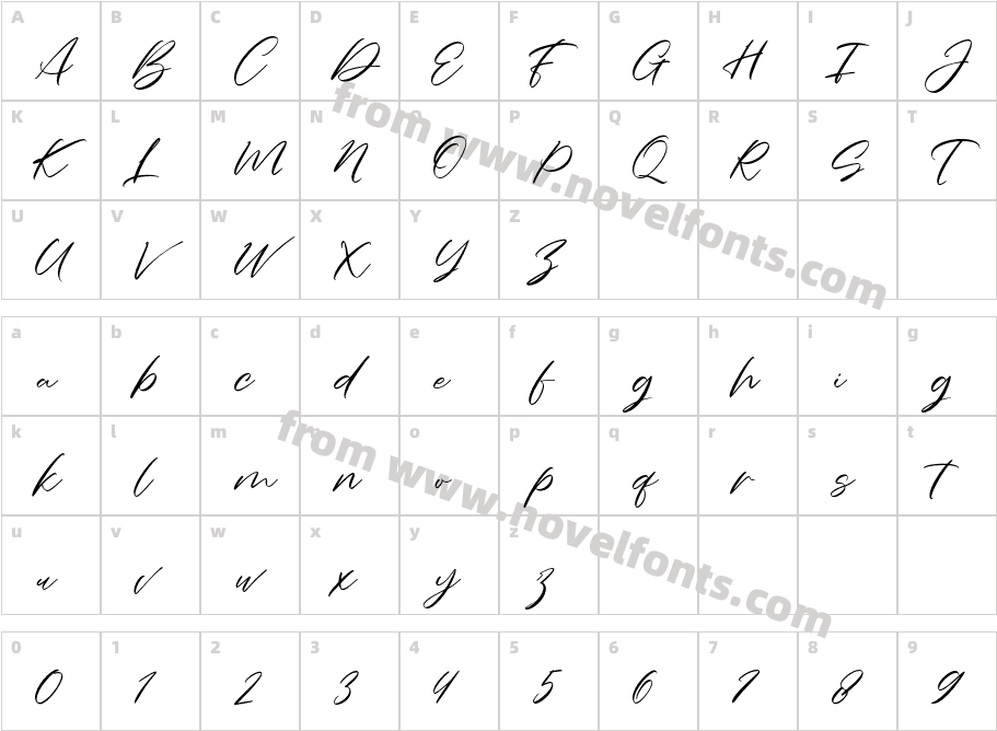 Charmelya ScriptCharacter Map