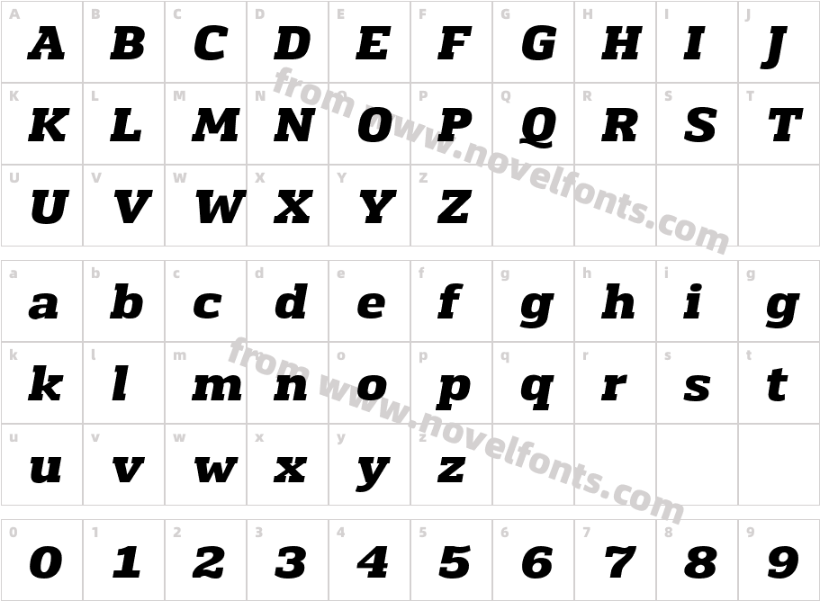 Chercher Heavy SlantCharacter Map