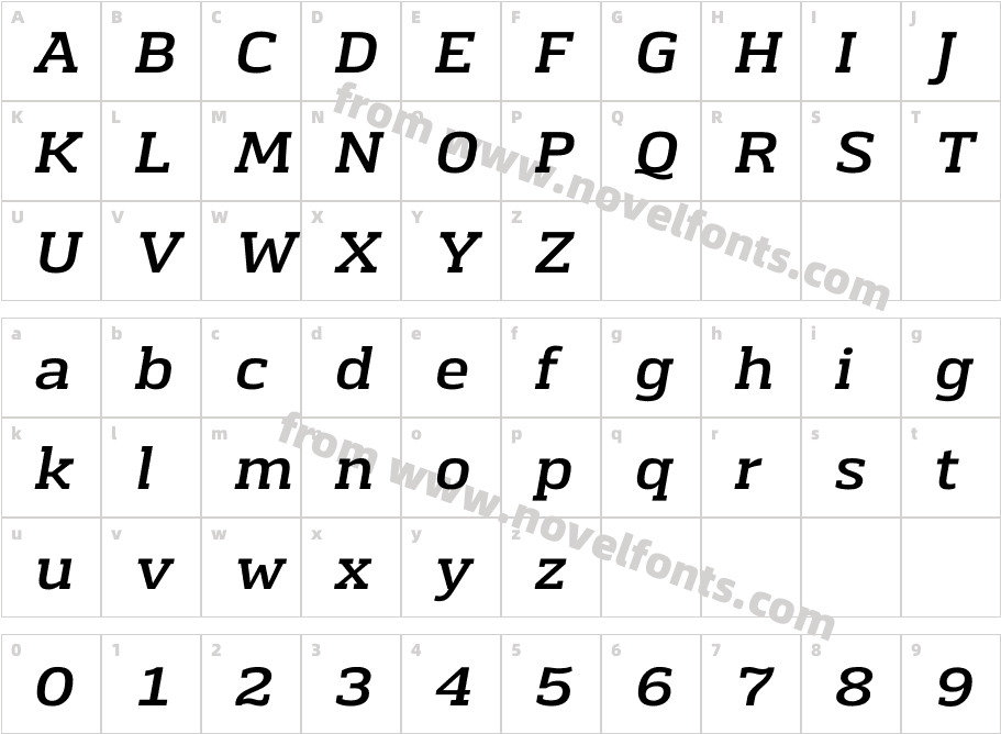 Chercher Medium SlantCharacter Map