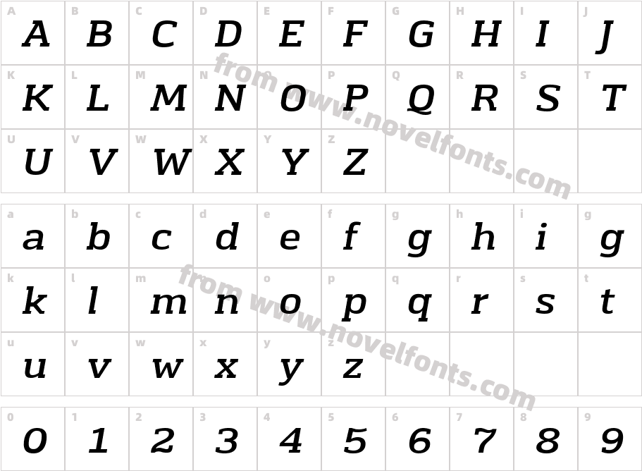 Chercher Medium SlantCharacter Map