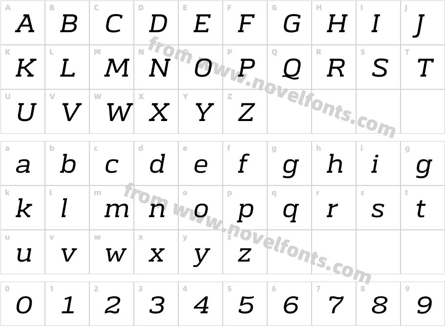 Chercher Regular SlantCharacter Map