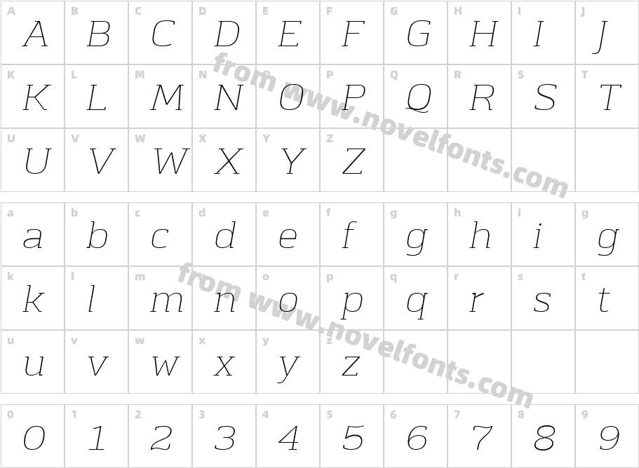 Chercher Thin SlantCharacter Map