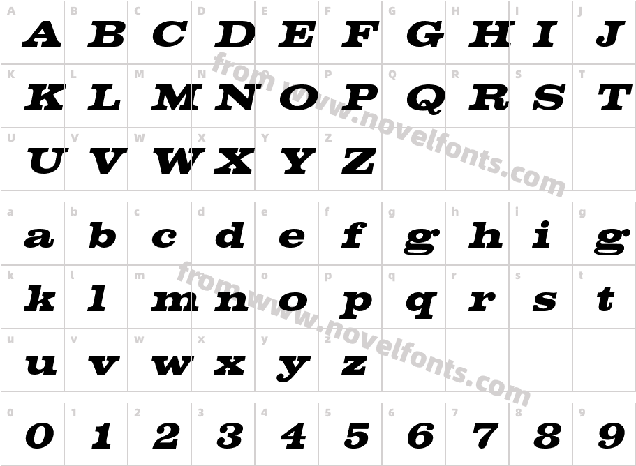 Chestnut ObliqueSWFTECharacter Map