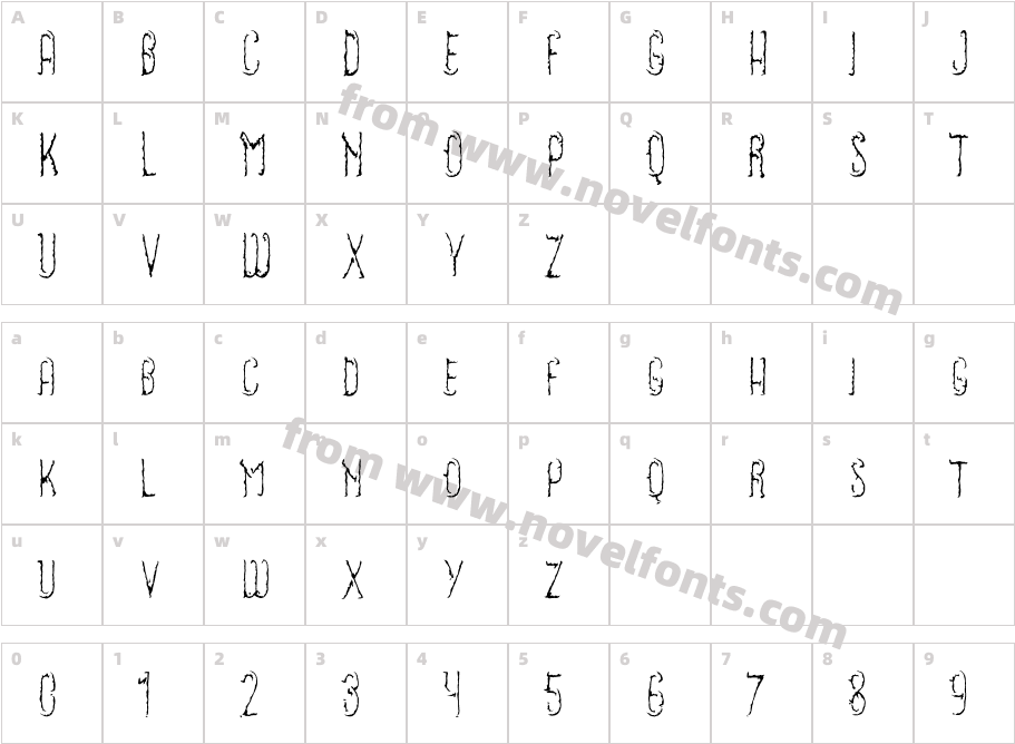 Choriza Sans ShadowCharacter Map