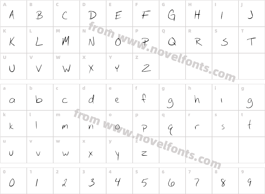 Circ Handwriting RegularCharacter Map