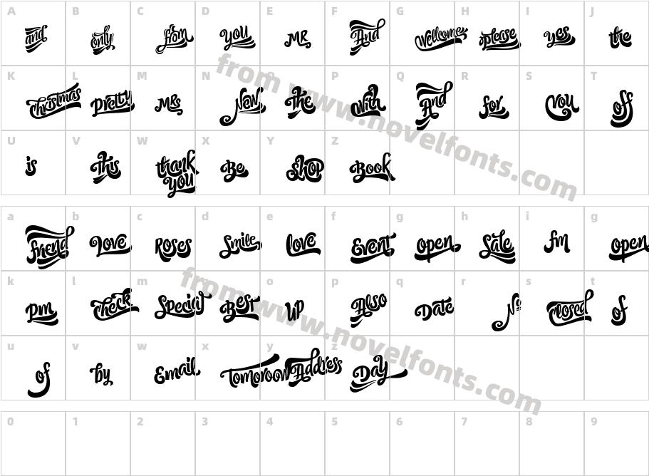 Citronela Catch WordsCharacter Map