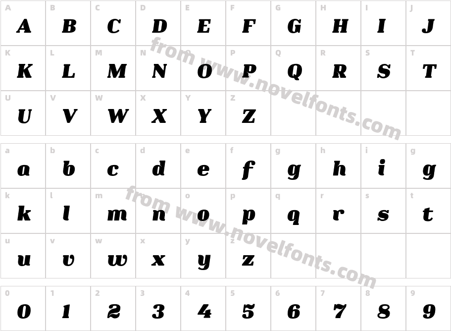 Clarenta 4F Black ItalicCharacter Map