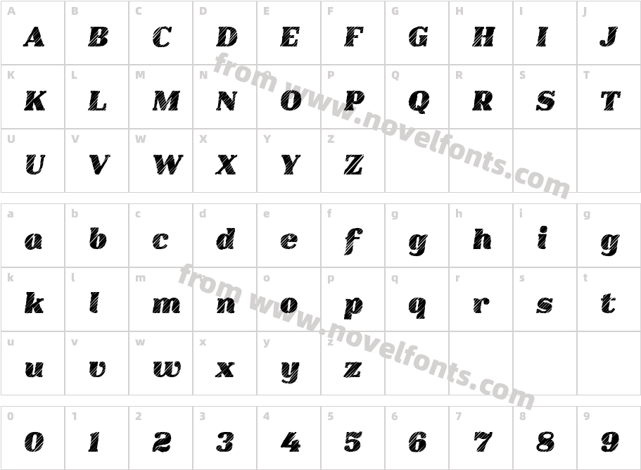 Clarenta 4F Strike Black ItalicCharacter Map