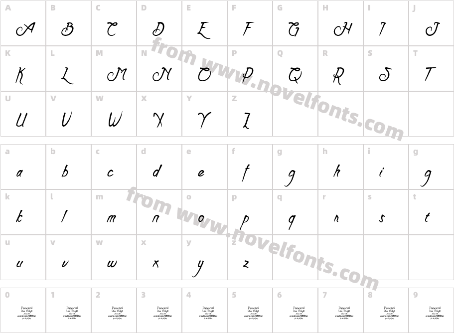 Clarraph Script Personal Use RegularCharacter Map