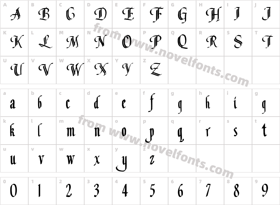 Classic Font104 Regular ttconCharacter Map