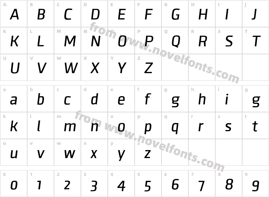 Clio Medium Oblique MediumCharacter Map