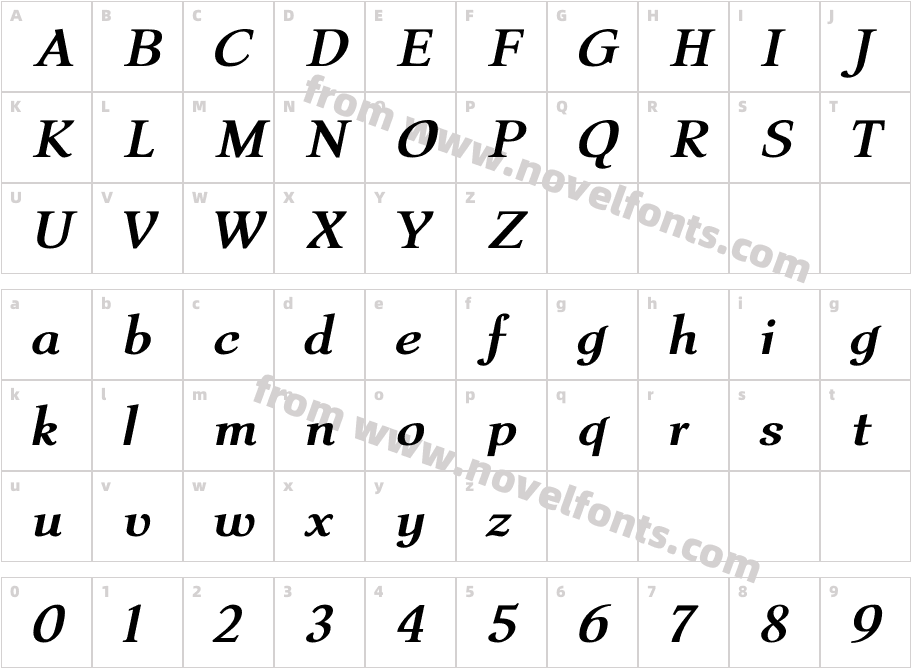 Coliseum Bold ItalicCharacter Map