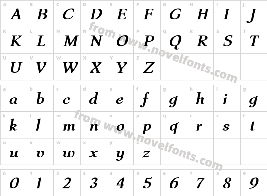 Coliseum Bold ItalicCharacter Map