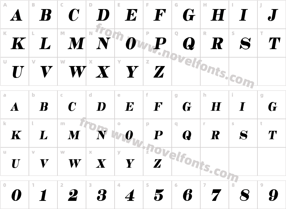Copperhead Condensed ItalicCharacter Map