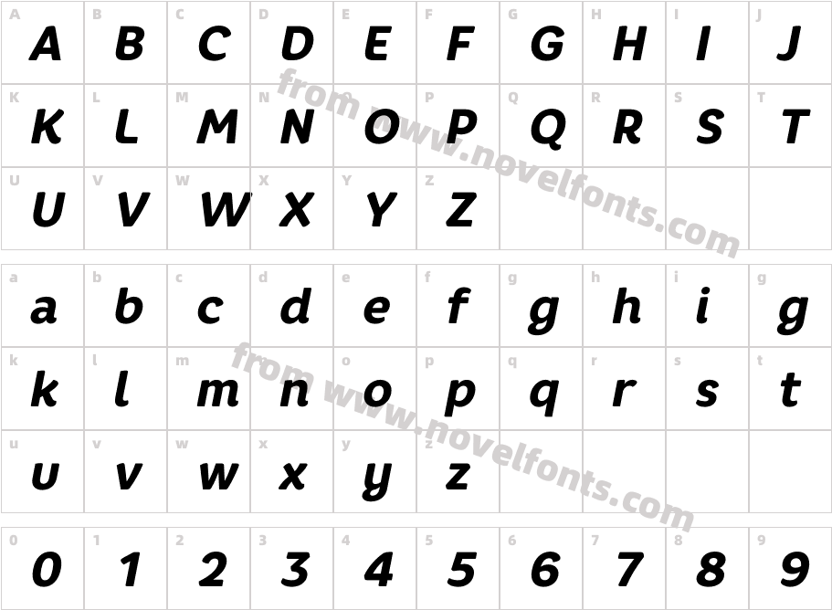 Core Rhino75 Heavy ItalicCharacter Map