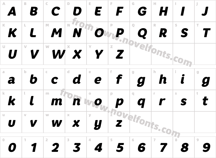Core Rhino85 Black ItalicCharacter Map