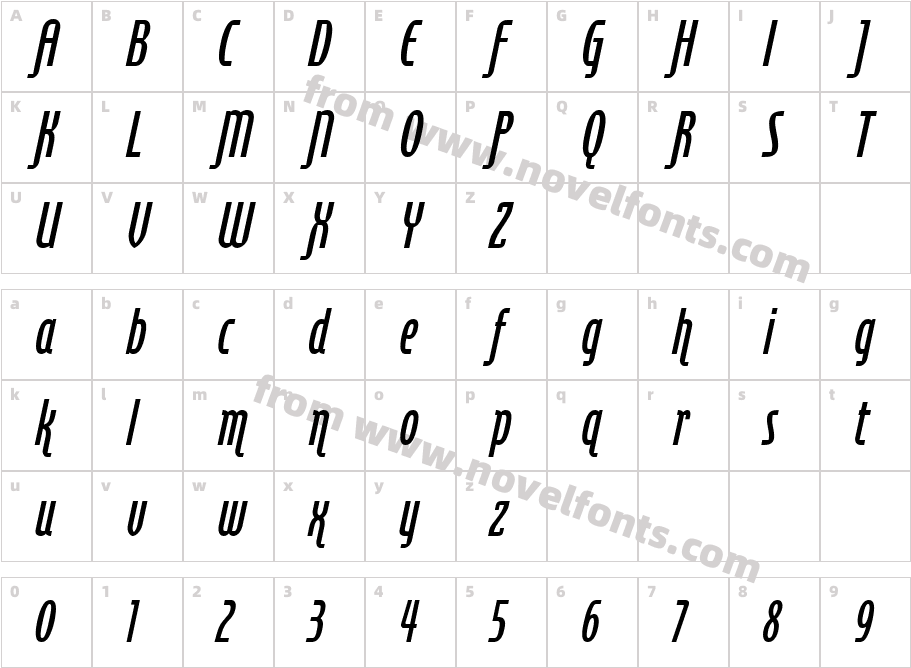 Cornerstone Flair ItalicCharacter Map