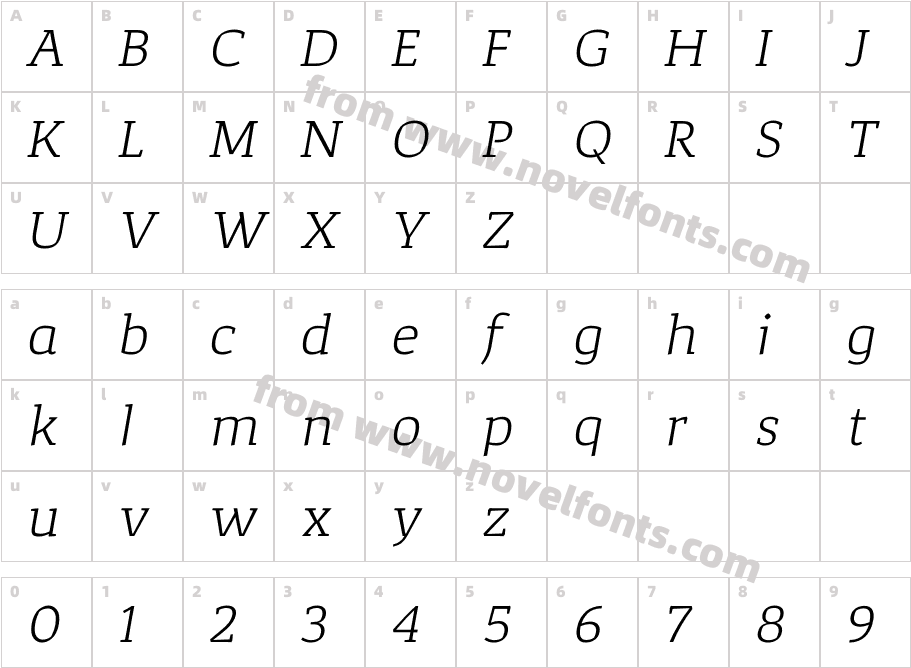 Corpo_ Serif Light_italicCharacter Map