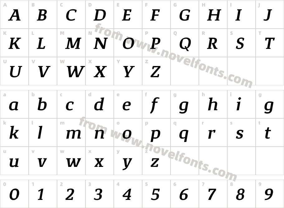 Corpo_ Serif Semibold_italicCharacter Map