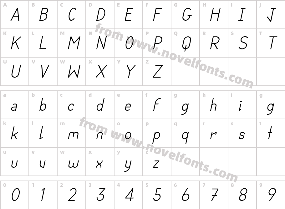 Cortex ItalicCharacter Map