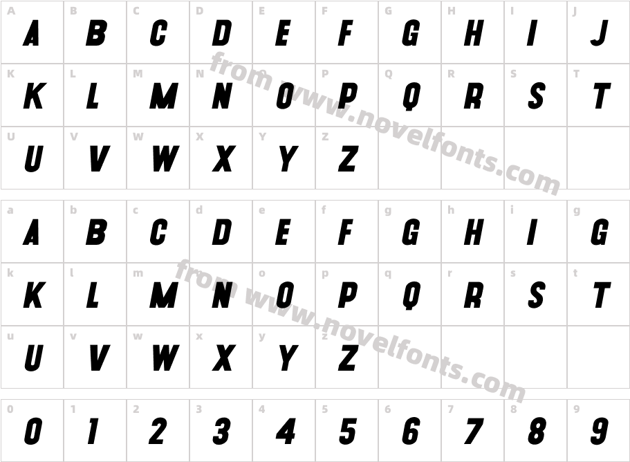 Cougher Black ObliqueCharacter Map