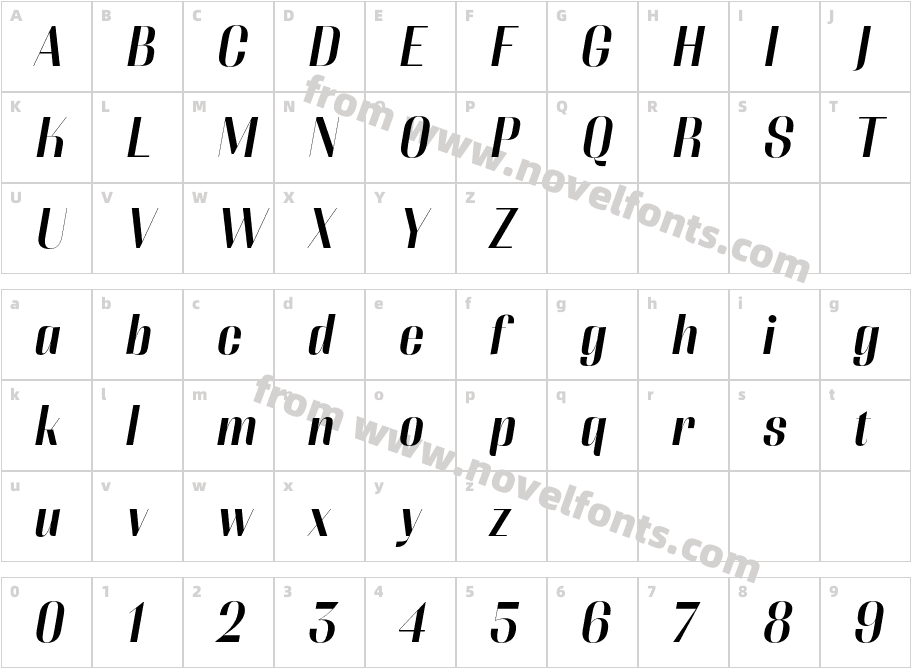 Couture Sans Regular4Character Map
