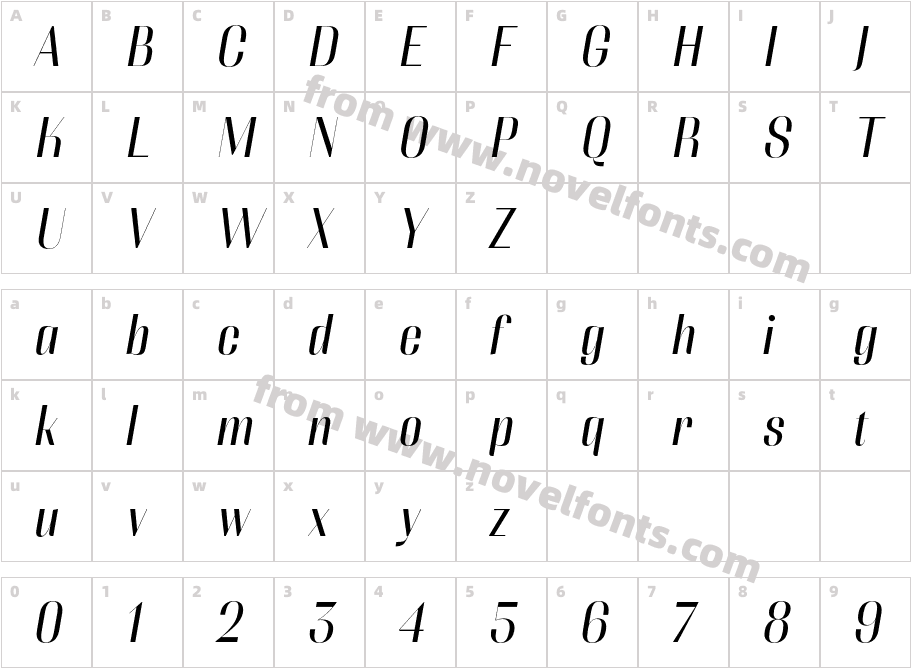 Couture Sans Regular5Character Map