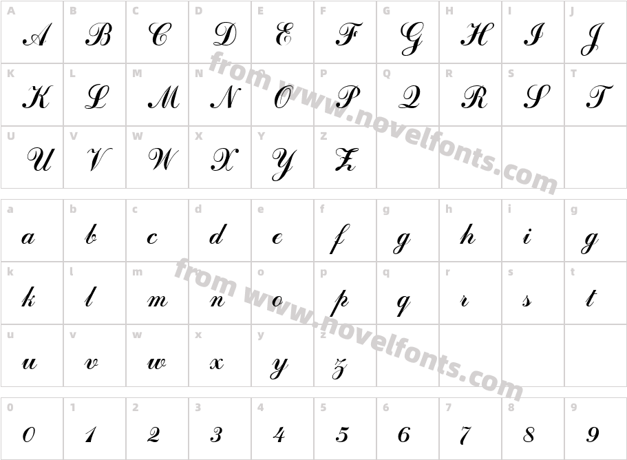 Coventry ScriptFLF RegularCharacter Map
