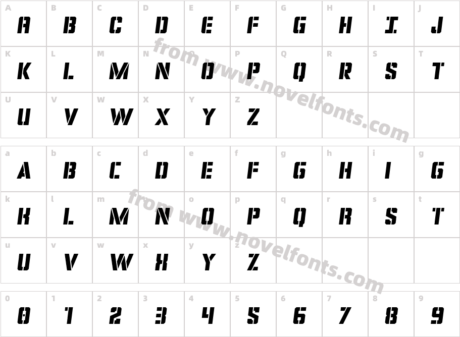 Covert Ops Semi ItalicCharacter Map